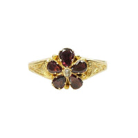 Georgian Garnet Pansy Ring in 22k Gold
