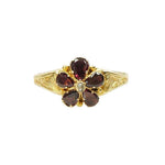 Georgian Garnet Pansy Ring in 22k Gold