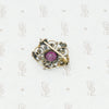 Gold brooch with acanthus leaves a rhodolite garnet and pearls back view