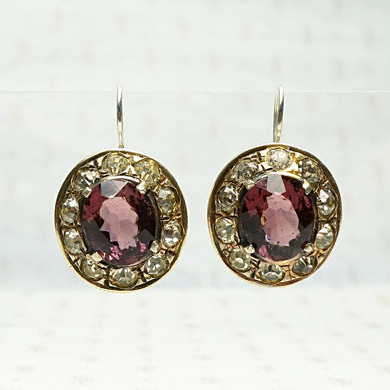 Dramatic Vintage Earrings in Silver Gilt & Glass