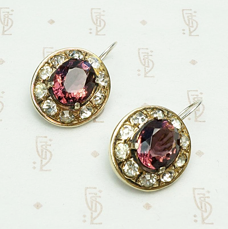 Dramatic Vintage Earrings in Silver Gilt & Glass