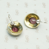 Dramatic Vintage Earrings in Silver Gilt & Glass, back view.