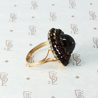 Victorian Rose Cut and Carbuncle Garnet Cluster Ring