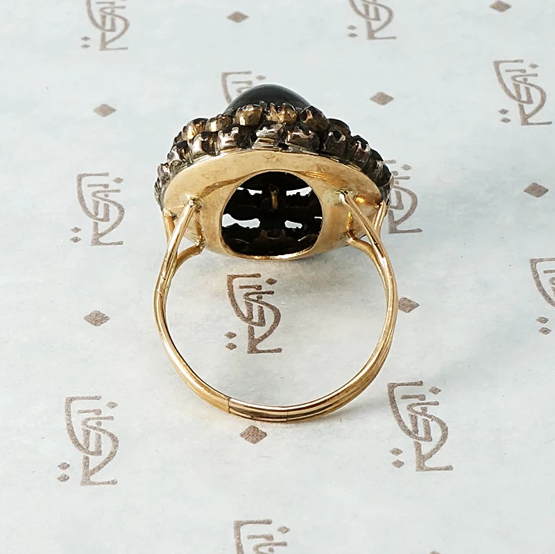 Victorian Rose Cut and Carbuncle Garnet Cluster Ring