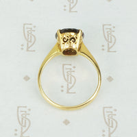 Vintage Oval Garnet in Gold Solitaire