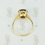 Vintage Oval Garnet in Gold Solitaire