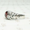 Green Man Recycled Silver & Garnet Ring