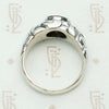 Green Man Recycled Silver & Garnet Ring
