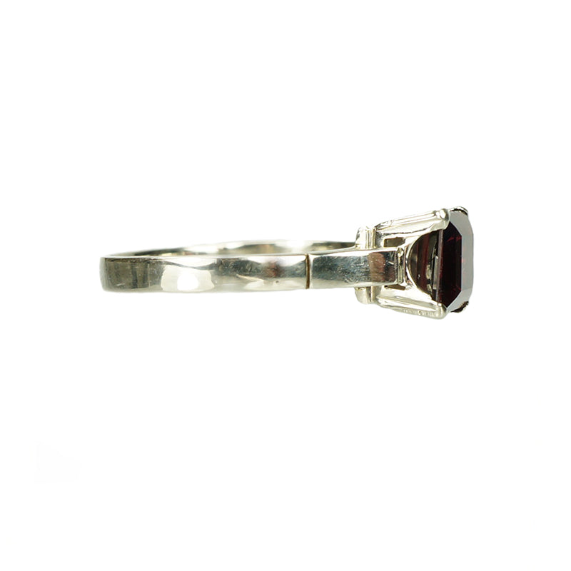 Vintage European White Gold Garnet Solitaire - Gem Set Love