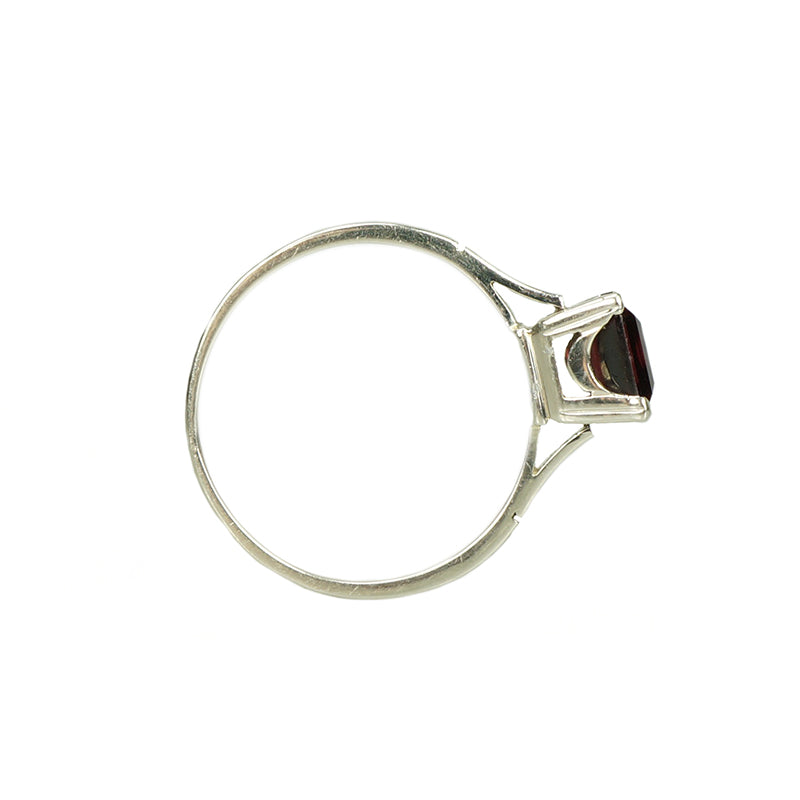 Vintage European White Gold Garnet Solitaire - Gem Set Love