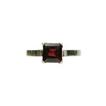 Vintage European White Gold Garnet Solitaire - Gem Set Love