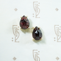pear shaped rose cut garnet gold studs