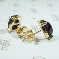 Rose Cut Pear Shaped Garnet and Gold Stud Earrings