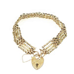 Yellow Gold Victorian Gate Bracelet with Heart Lock