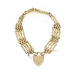 Yellow Gold Victorian Gate Bracelet with Heart Lock