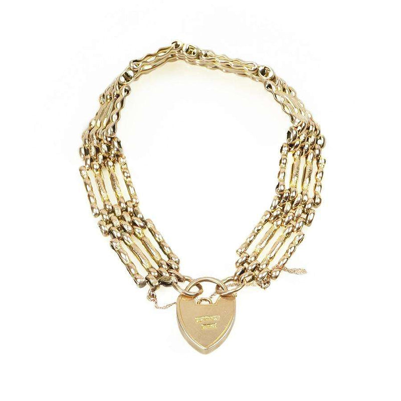 Yellow Gold Victorian Gate Bracelet with Heart Lock