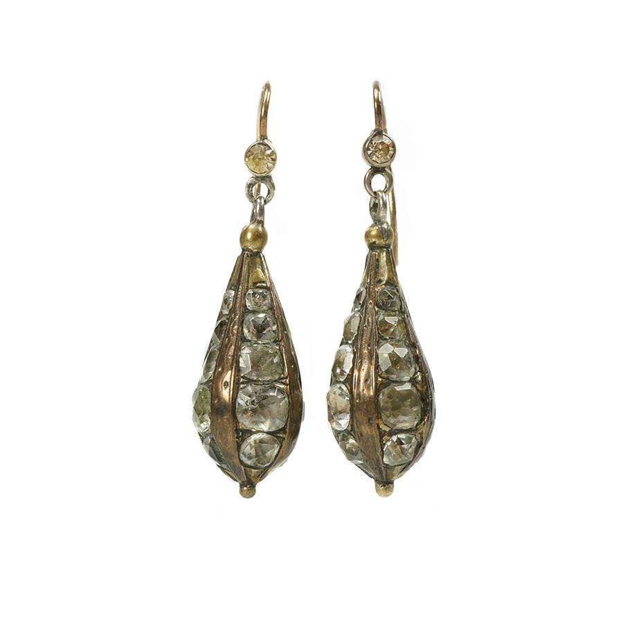 Georgian Paste Rose Cut Torpedo Earrings