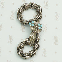 Bejeweled 19th Century Silver Hand Clasp Bracelet