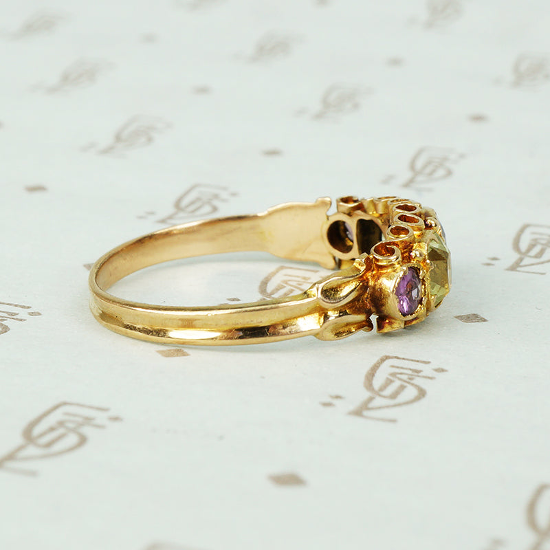 Rare Mid 19th Century Chrysoberyl and Garnet Ring