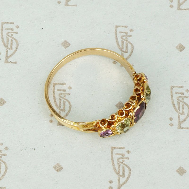 Rare Mid 19th Century Chrysoberyl and Garnet Ring