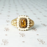 Georgian Golden Citrine and Pearl Ring