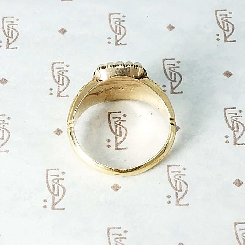Georgian Golden Citrine and Pearl Ring