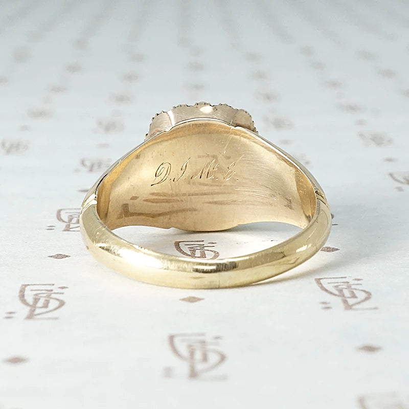 Georgian Golden Citrine and Pearl Ring
