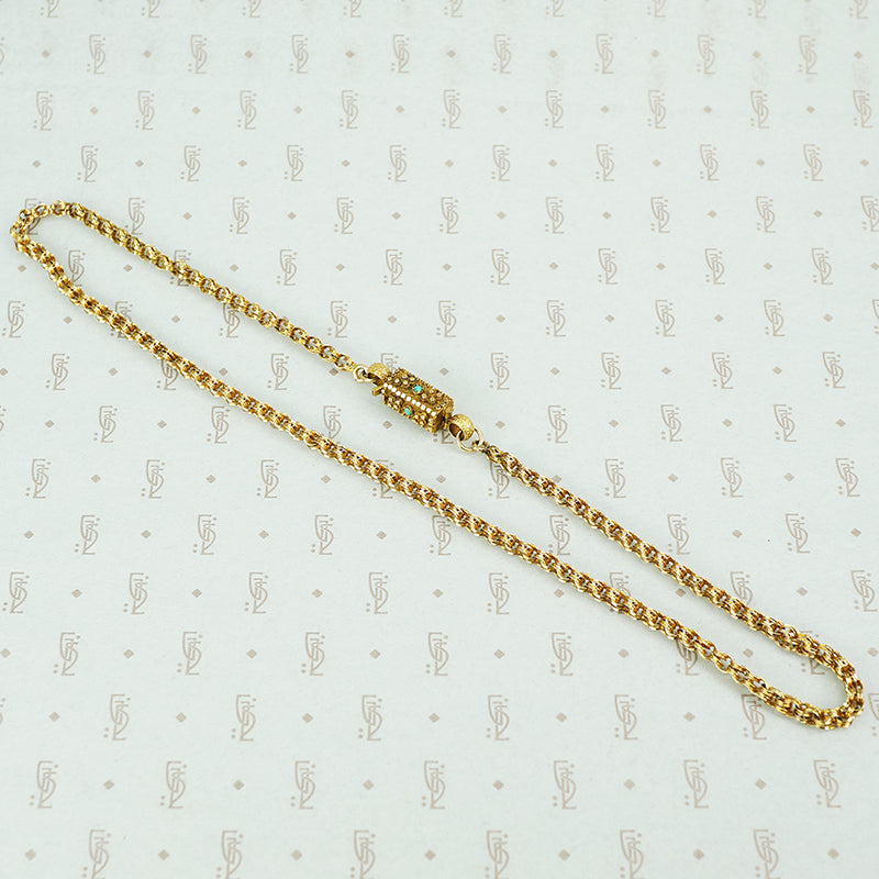 gold chain with turquoise studded georgian clasp