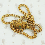 gold chain with turquoise studded georgian clasp detail