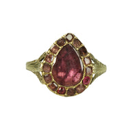 Georgian Pear Shaped Foiled Garnet Ring