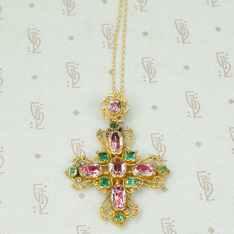 Georgian Foiled Topaz and Emerald Pendant