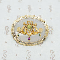22k gold chalcedony georgian brooch