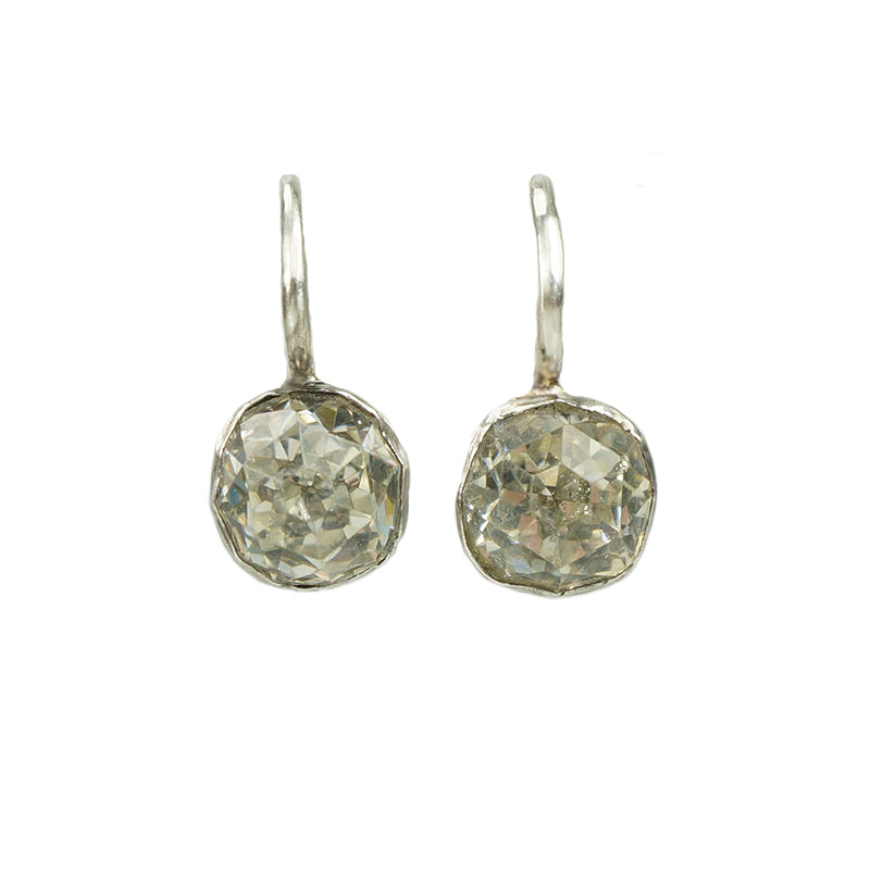 Georgian Cushion Cut Crystal Drop Earrings - Gem Set Love
