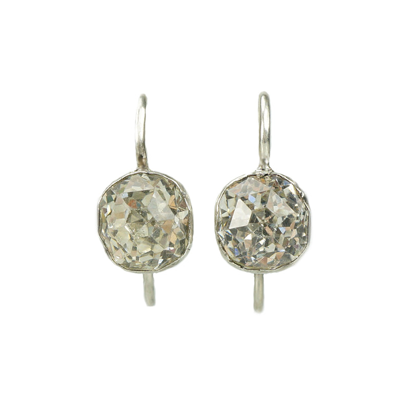 Hand Cut Georgian Paste Earrings in Silver - Gem Set Love