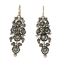 Georgian day and night silver on gold diamond earrings