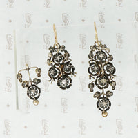 Georgian day and night silver on gold diamond earrings
