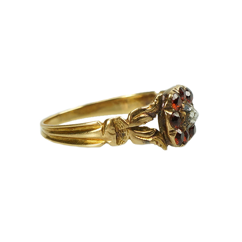 Fiery Georgian Garnet and Diamond Ring - Gem Set Love