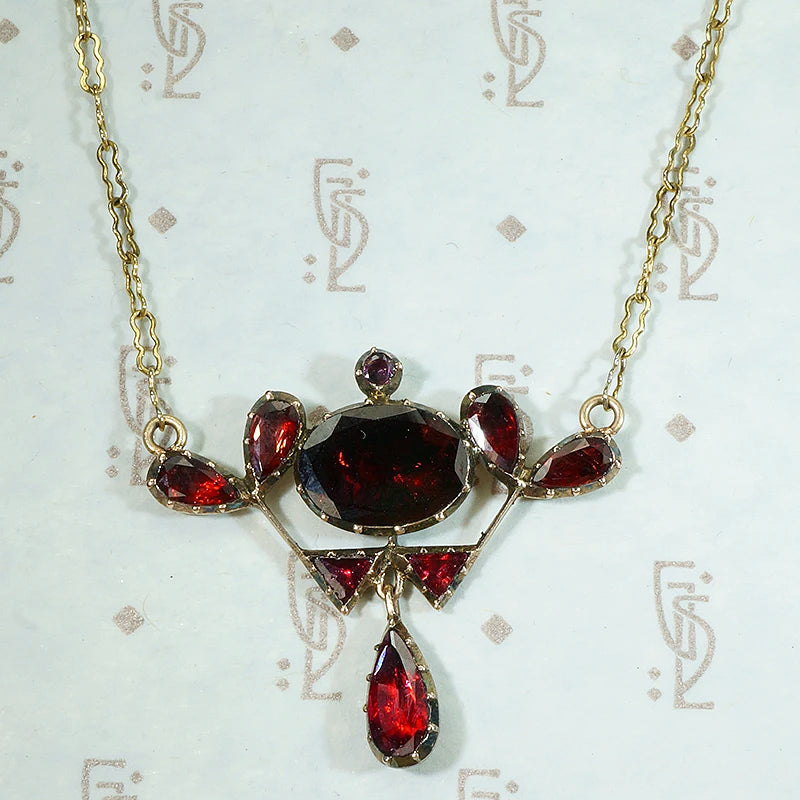 Exquisite Georgian Garnet & Gold Necklace