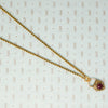 georgian heart lock locket back with garnet carbuncle on gold chain
