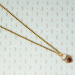 georgian heart lock locket back with garnet carbuncle on gold chain