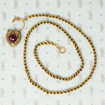 georgian heart lock locket back with garnet carbuncle on gold chain
