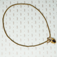 georgian heart lock locket back with garnet carbuncle on gold chain