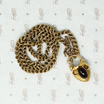 georgian heart lock locket back with garnet carbuncle on gold chain