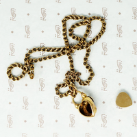 georgian heart lock locket back with garnet carbuncle on gold chain