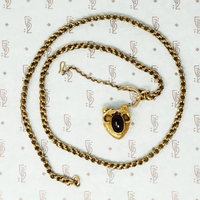 georgian heart lock locket back with garnet carbuncle on gold chain