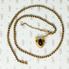 georgian heart lock locket back with garnet carbuncle on gold chain