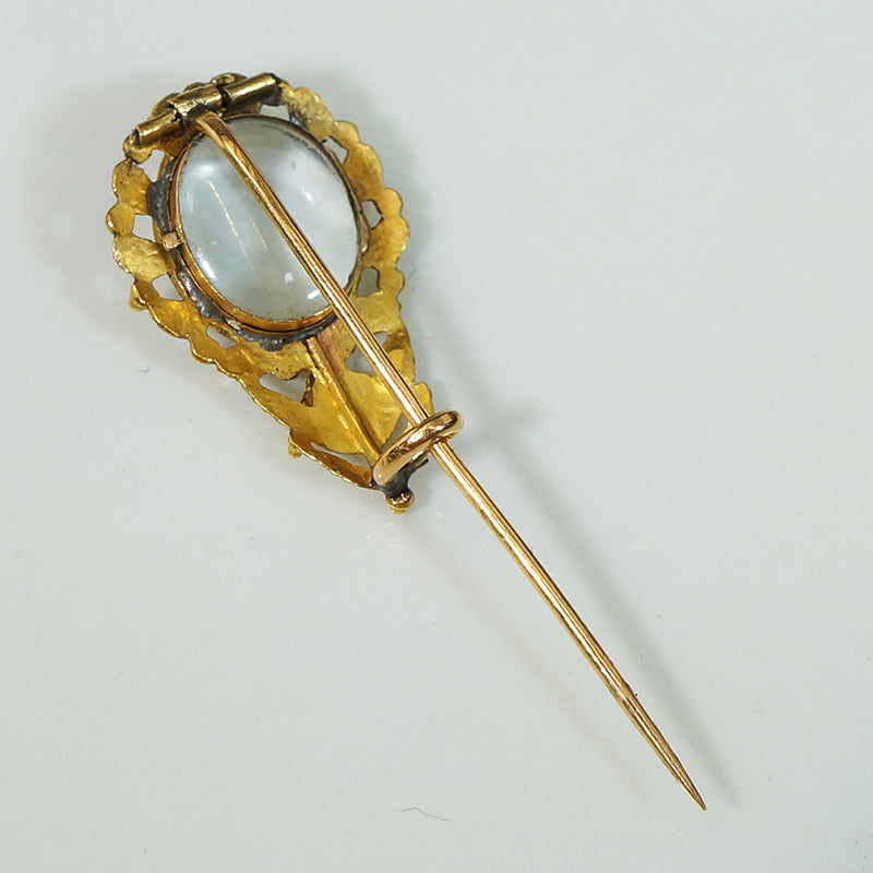 Early Georgian 22k Gold Floral Locket Pin