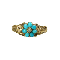 Turquoise Tudor Rose Locket Ring - Gem Set Love