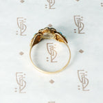 Victorian White Rose Love Token Ring with Pearl and Turquoise