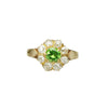 Green Garnet and Mine Cut Diamond Ring - Gem Set Love